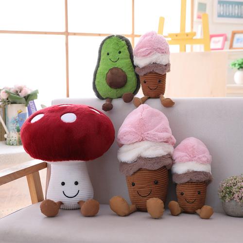 创意玩偶蘑菇毛绒玩具冰淇淋牛油果娃娃机公仔抖音爆款产品新